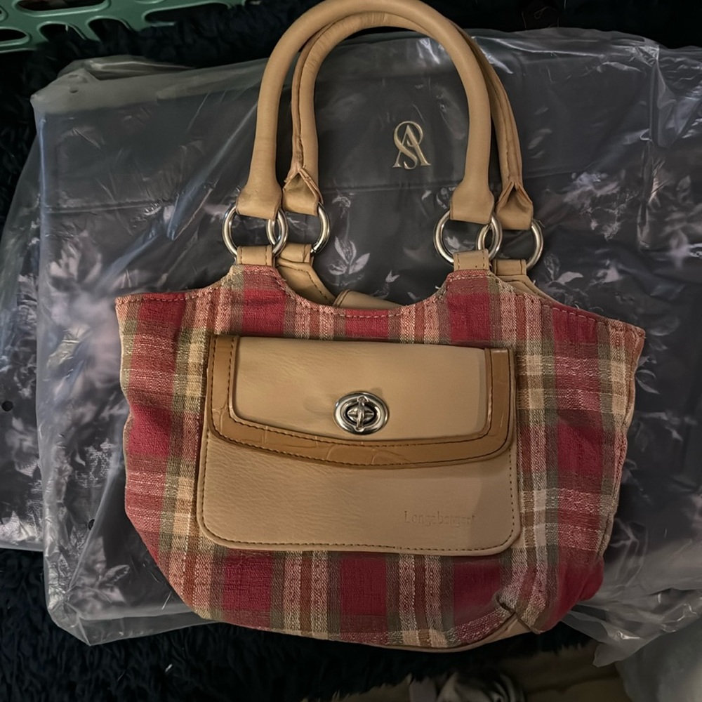 Longaberger Red and tan plaid, small purse